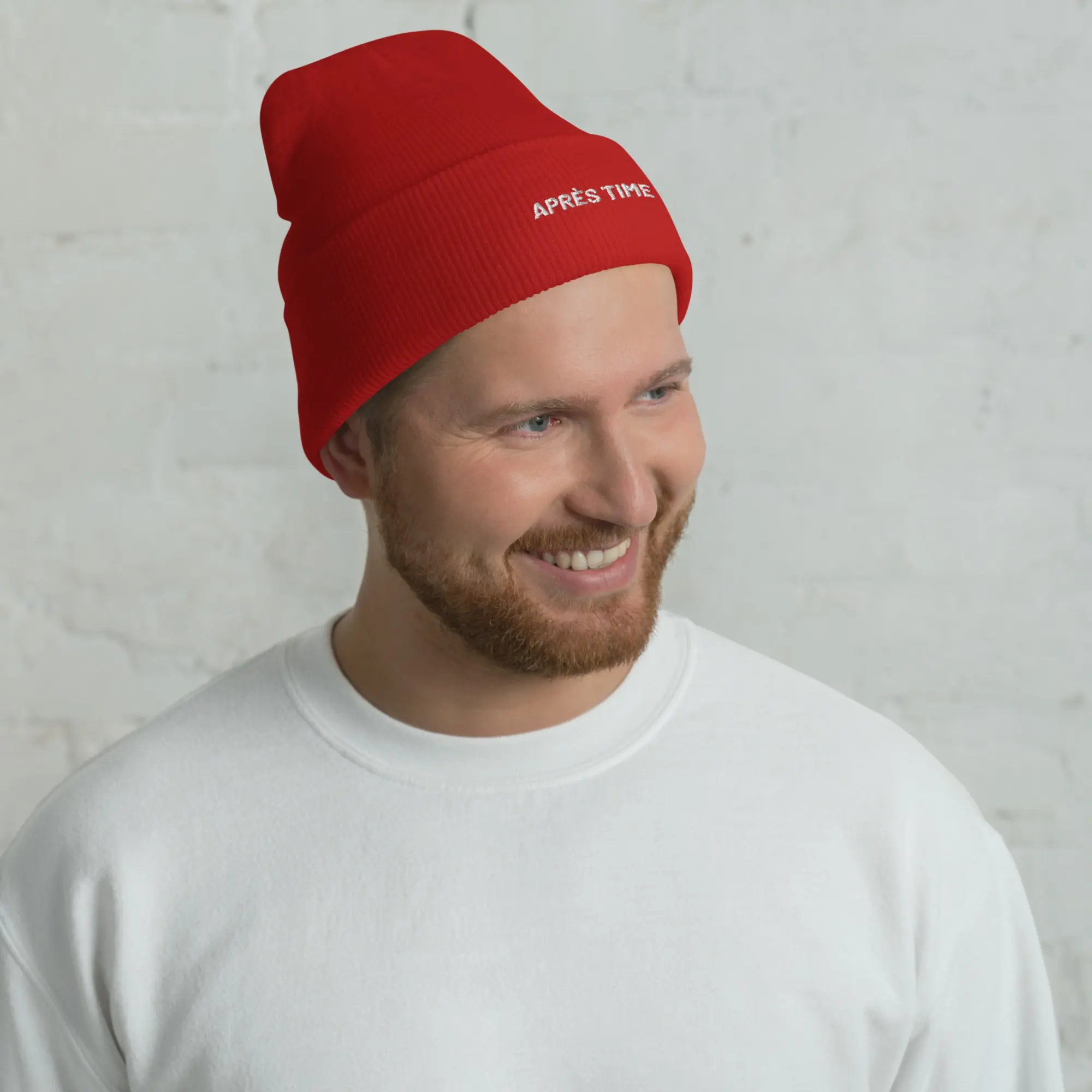 Cuffed Beanie Après Time White Letters - Image 7