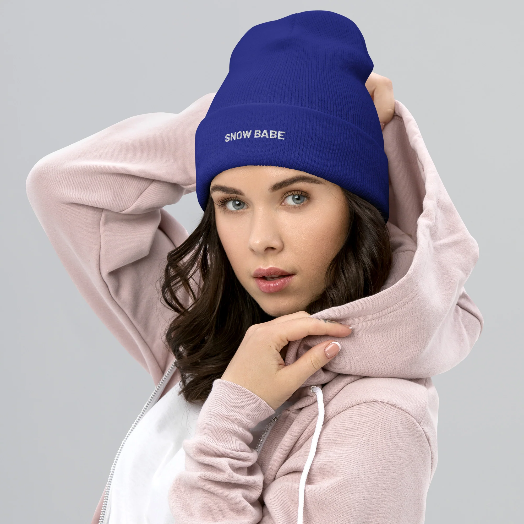 Cuffed Beanie Snow Babe White Letters - Image 10
