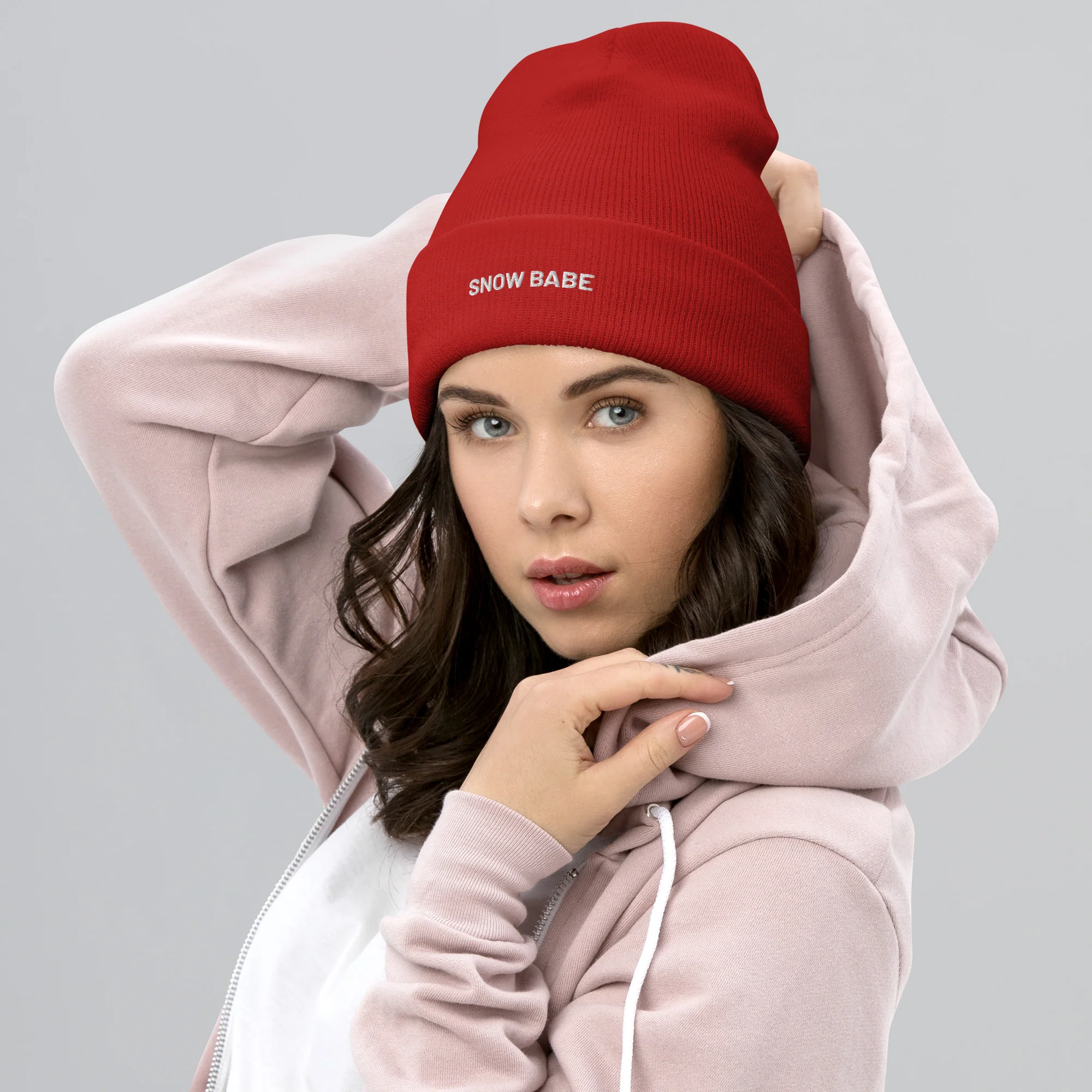 Cuffed Beanie Snow Babe White Letters - Image 12