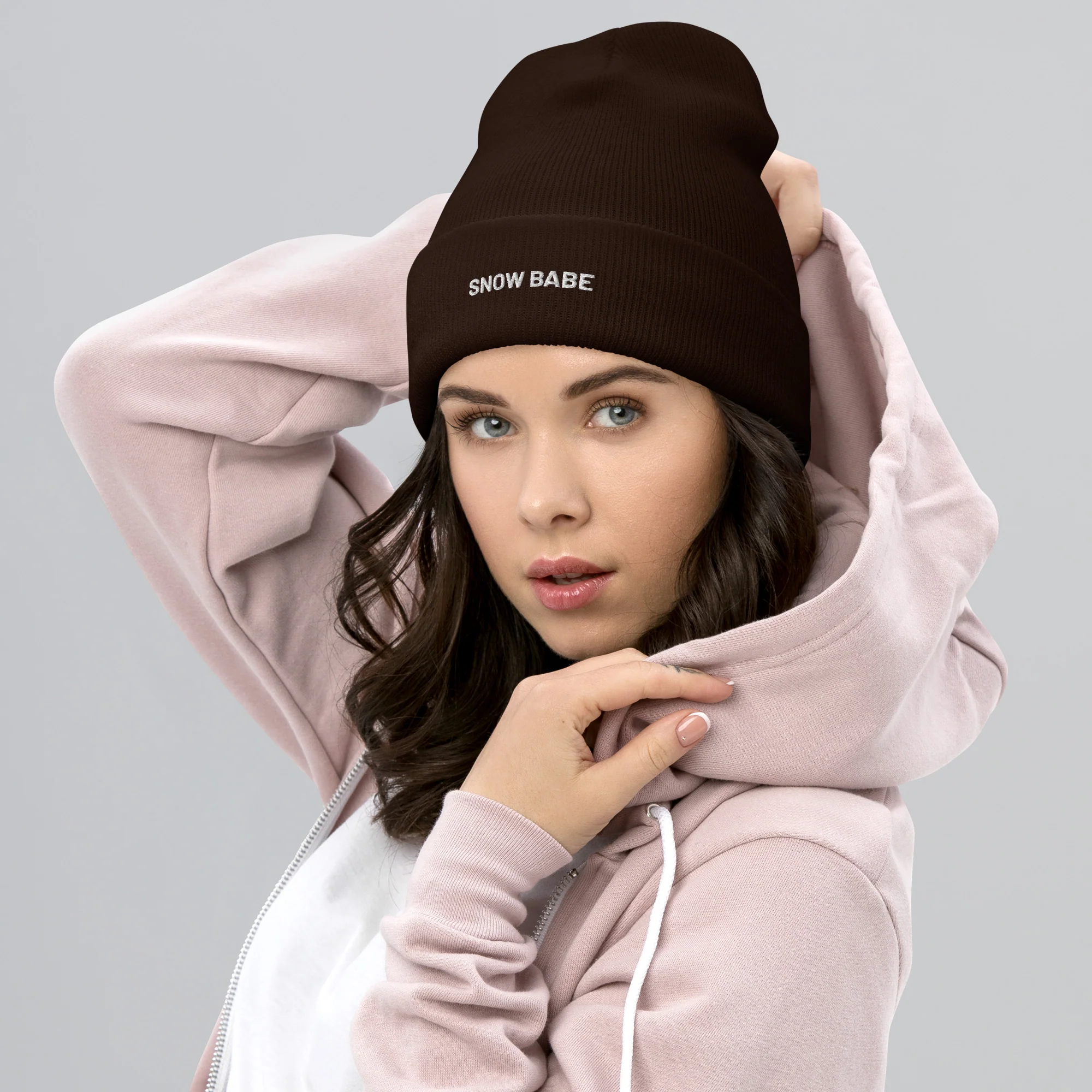 Cuffed Beanie Snow Babe White Letters - Image 4