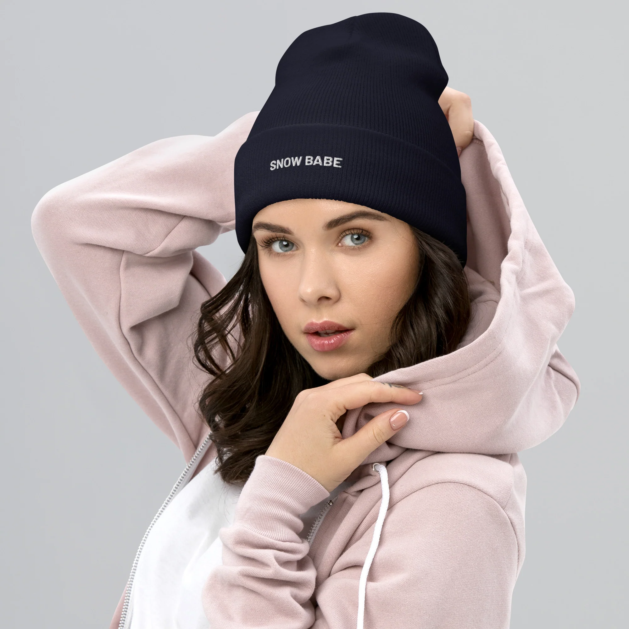 Cuffed Beanie Snow Babe White Letters - Image 6