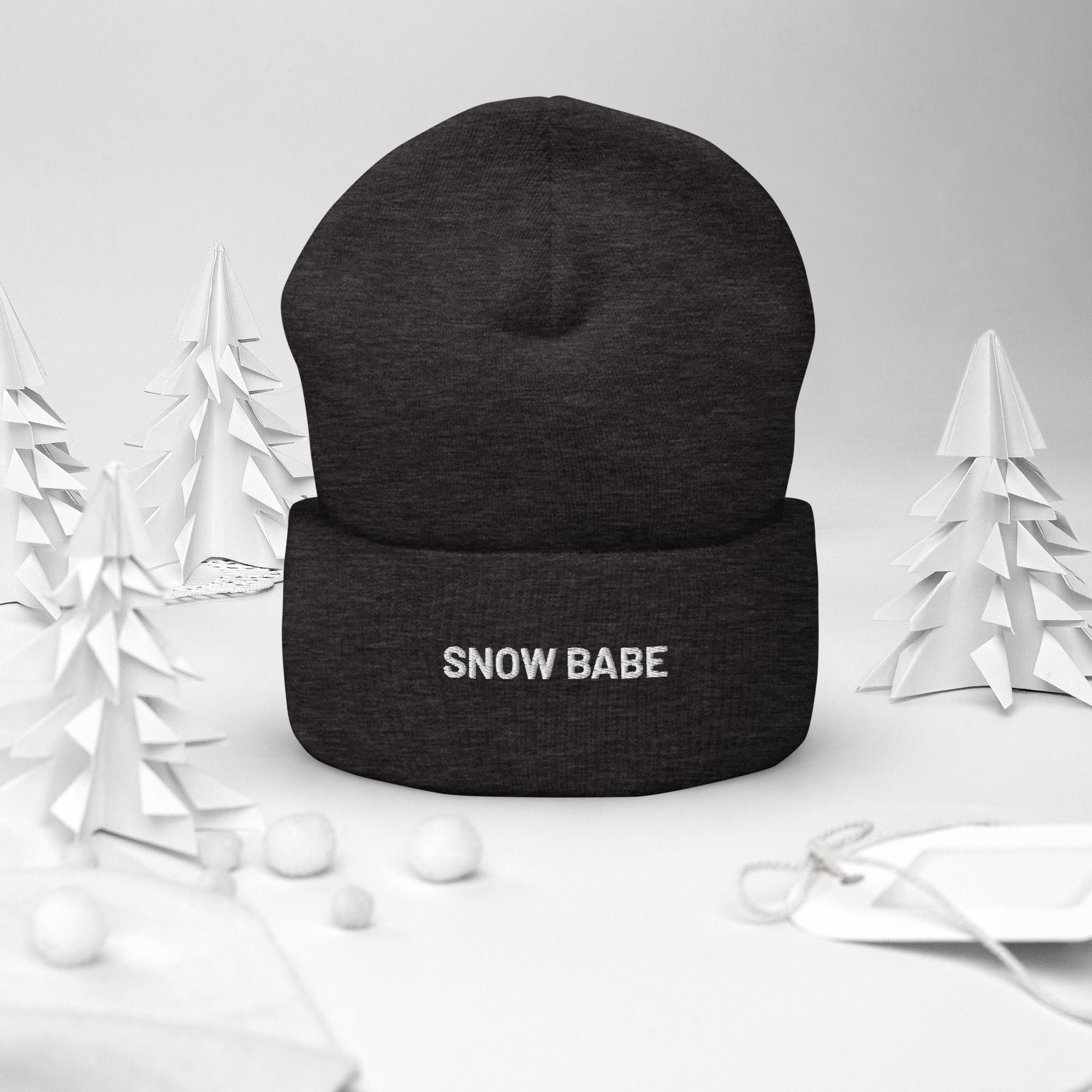 Cuffed Beanie Snow Babe White Letters - Image 9