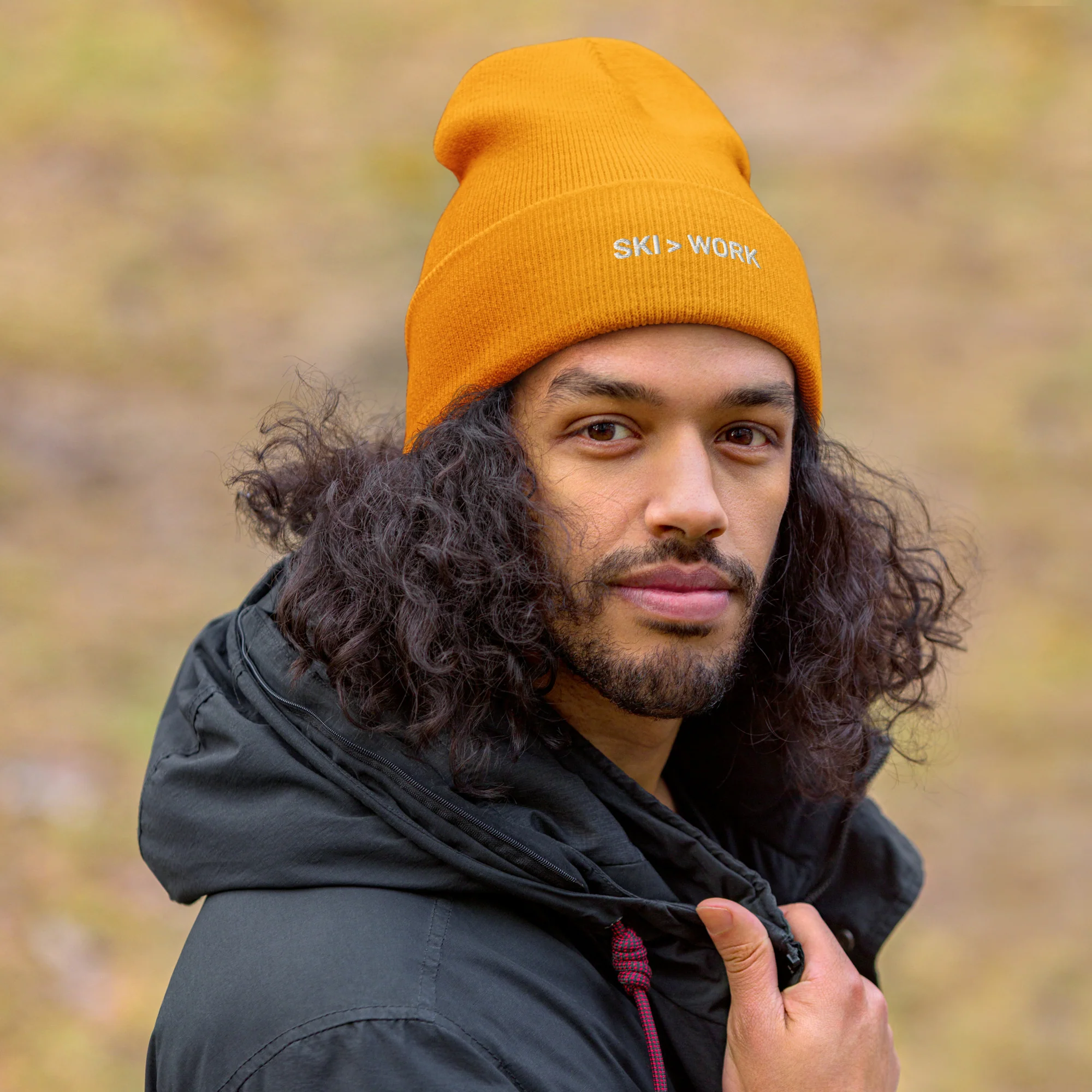 Cuffed Beanie Ski > Work White Letters - Image 10