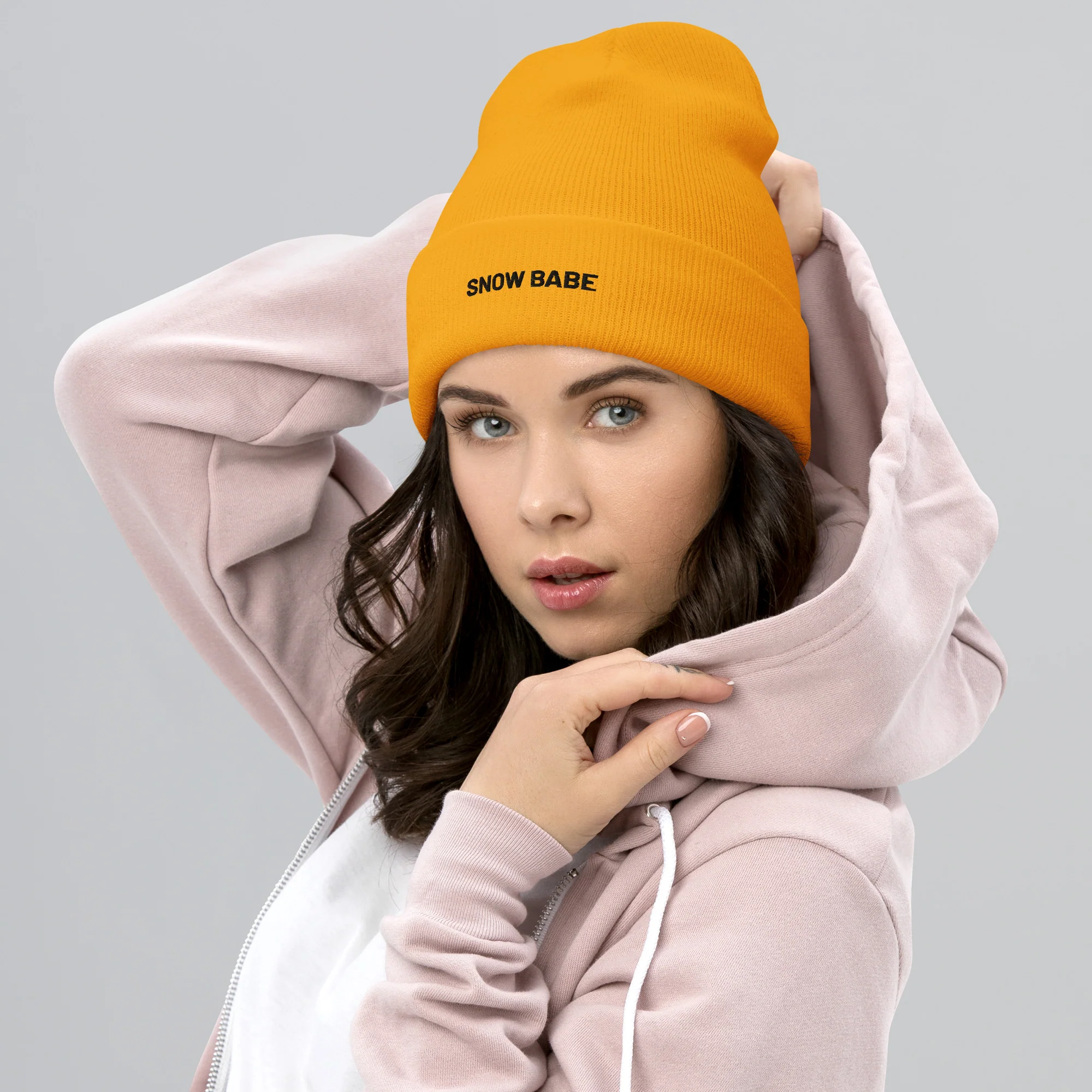 Cuffed Beanie Snow Babe Black Letters - Image 4
