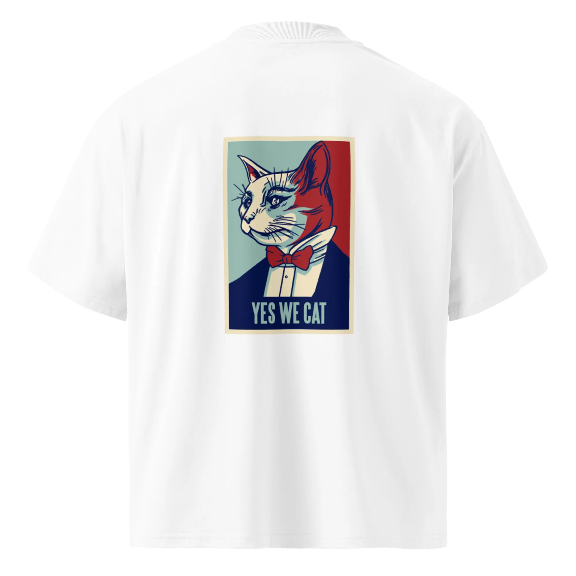 Unisex Oversized Organic Tee – Yes We Cat (High Neck) - Image 14
