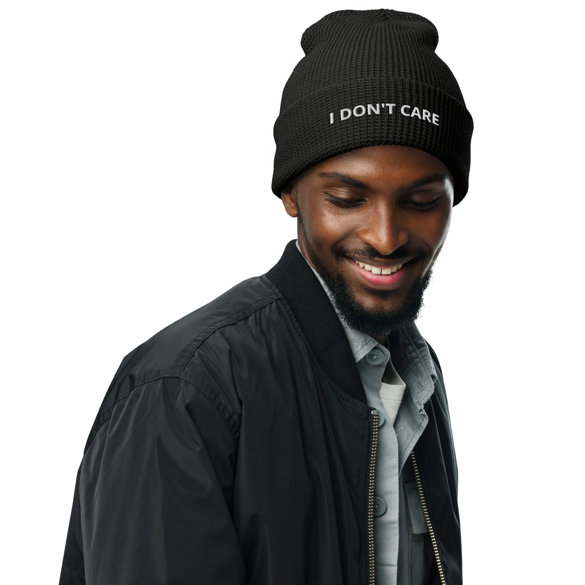 Waffle Beanie IDC White Letters - Image 3