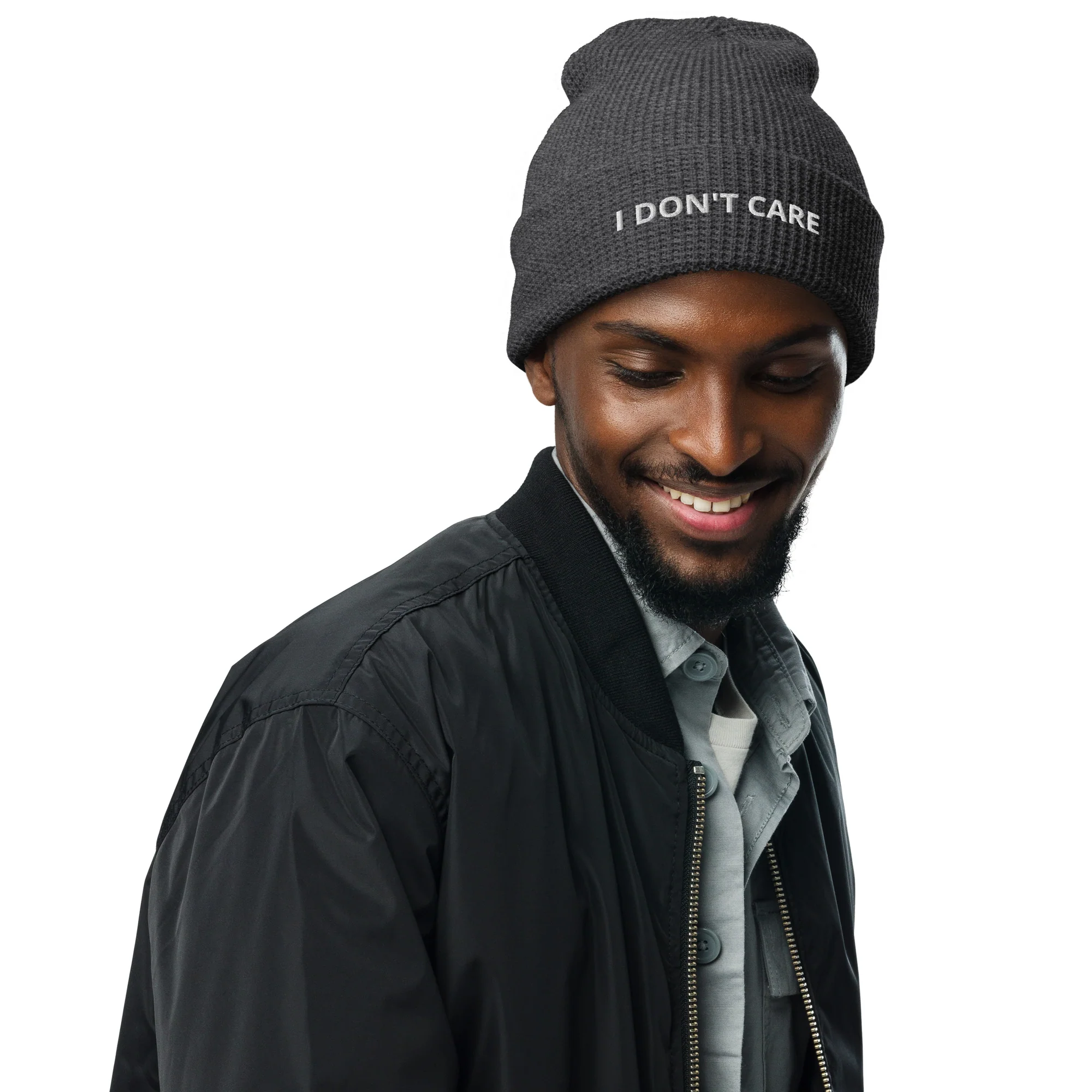 Waffle Beanie IDC White Letters - Image 5