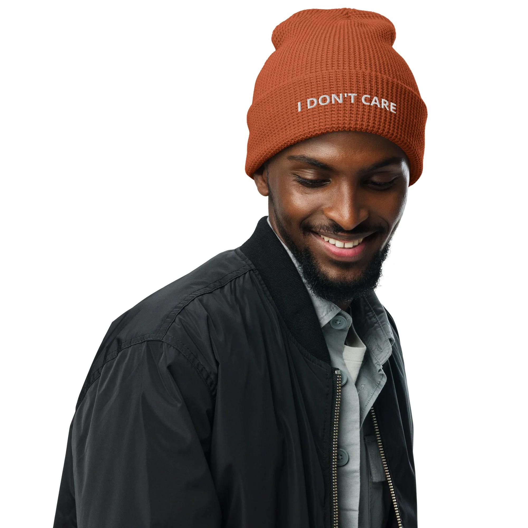 Waffle Beanie IDC White Letters - Image 6